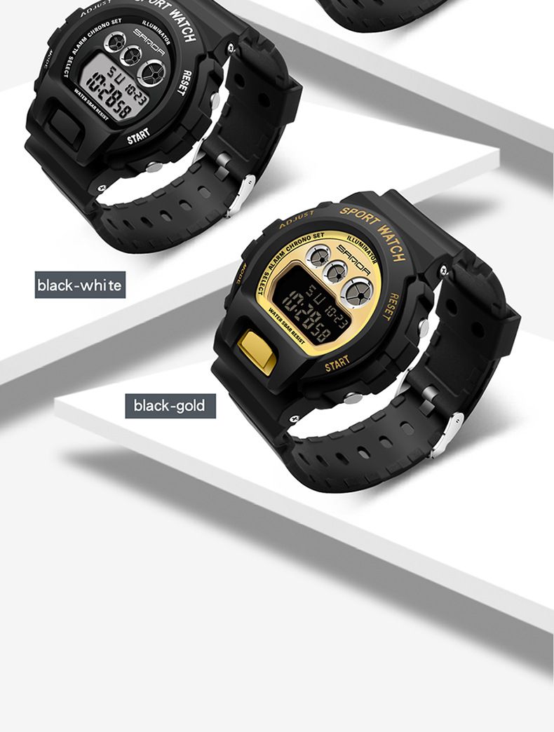 Unisex Digital Watch With LED Backlight, Waterproof & Lightweight Resin Strap For Students & Teens Fashion Trend Electronic Watch Student_voghion.com
