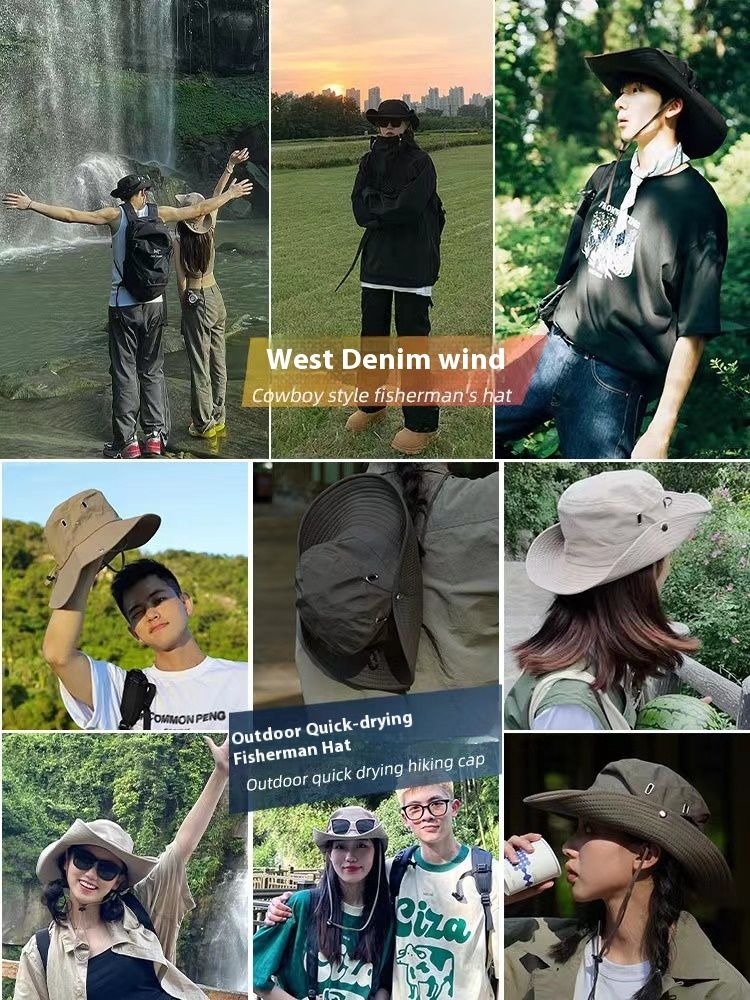Angeln Outdoor Cowboy Hut Sonnenschirm Bergsteigen Große Kopfumfang Sonnenschutz Atmungsaktiv Mode Wald M Und_voghion.com