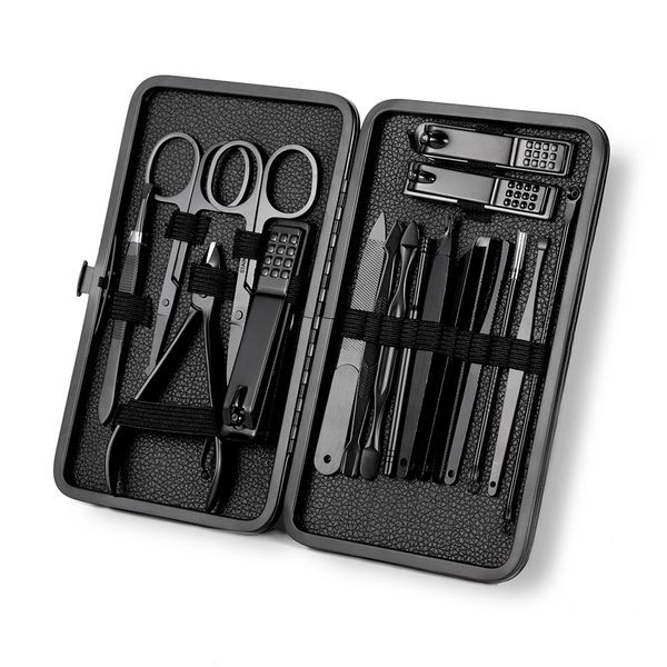 Klassisches schwarzes Maniküre-Set für Hände, Füße und Gesicht, Edelstahl-Zubehör; 5 Auswahlmöglichkeiten_voghion.com