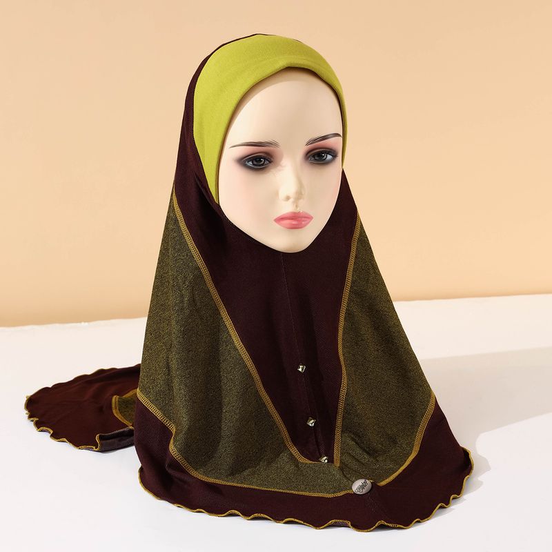 Women's Hijab summer new headscarf denim contrast color stitching style pullover headscarf ladies headscarf_voghion.com