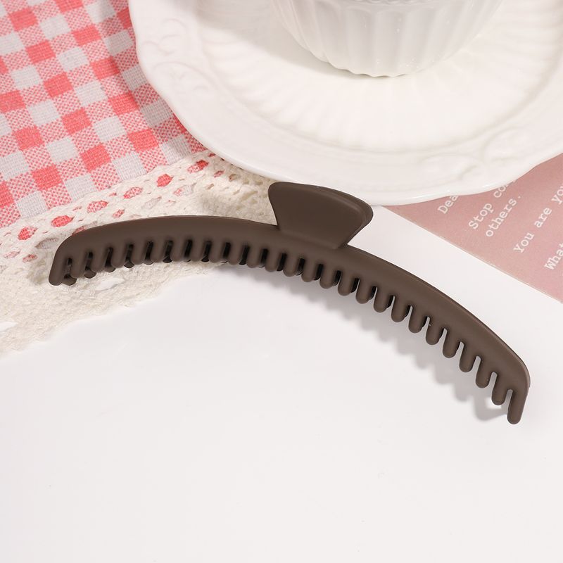 Premium Coffee Matte Large Korean Solid Color Elegant Back-of-Head Updo Dense-Tooth Shark Clip - Non-Poking Comfort Claw_voghion.com