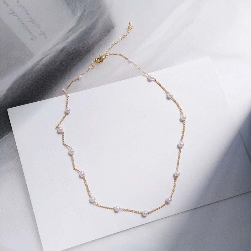 Collier ras du cou en perles pour femmes, chaîne Kpop, couleur or, gothique, bijoux sur le cou, pendentif 2024_voghion.com