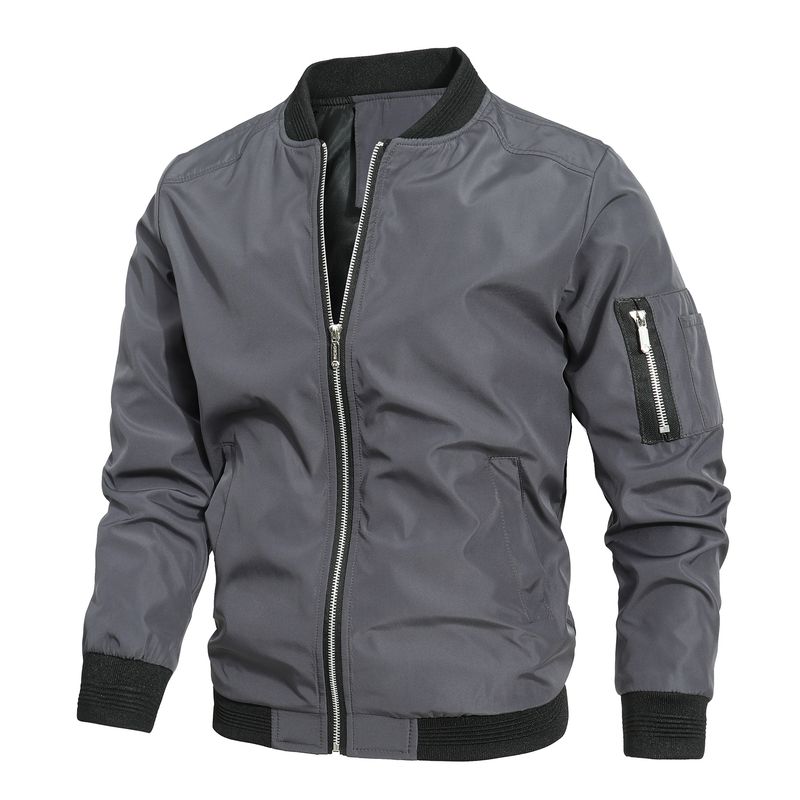 Straight European Size Spring Autumn Men's Baseball Coat Youth Slim Fit Flight Jacket Men_voghion.com