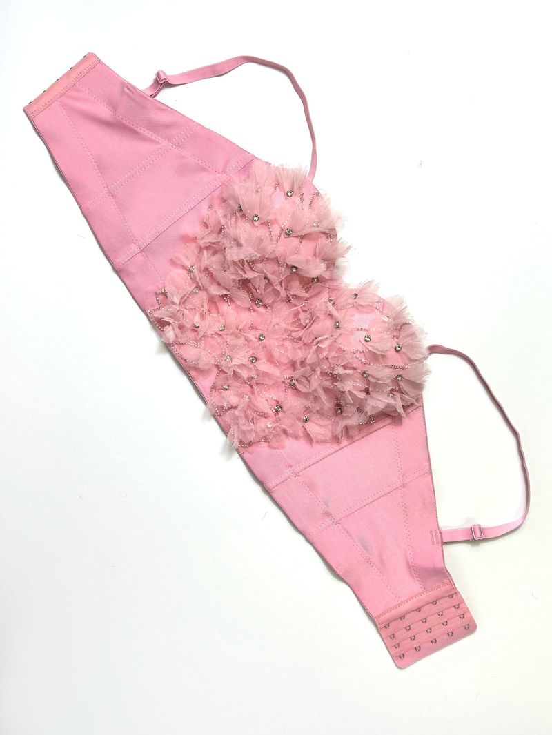 Women's Clothing Small Flower Beaded Fishbone Bra With Chest Pads High End Outer Wear Sexy Disco Wear With Tube Top_voghion.com