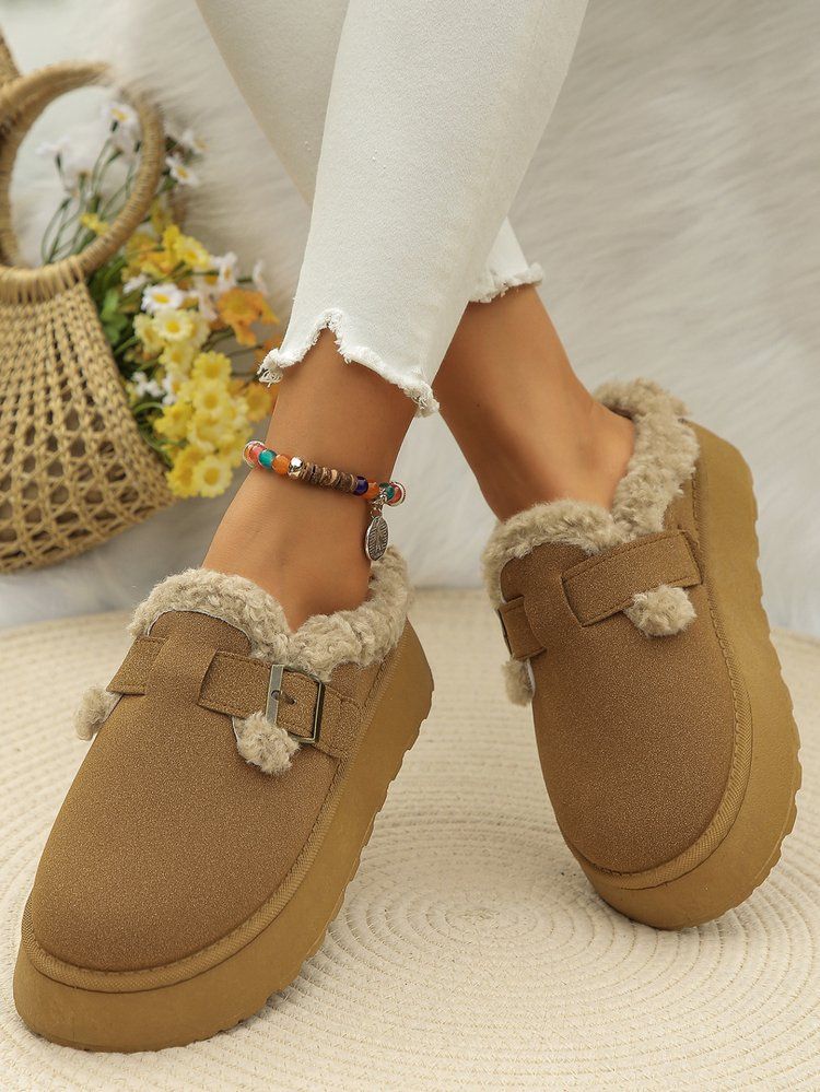 Women's Shoes Large Size Thick Soled Slippers For Women Winter New Retro Cotton Shoes Snow Boots For Women_voghion.com