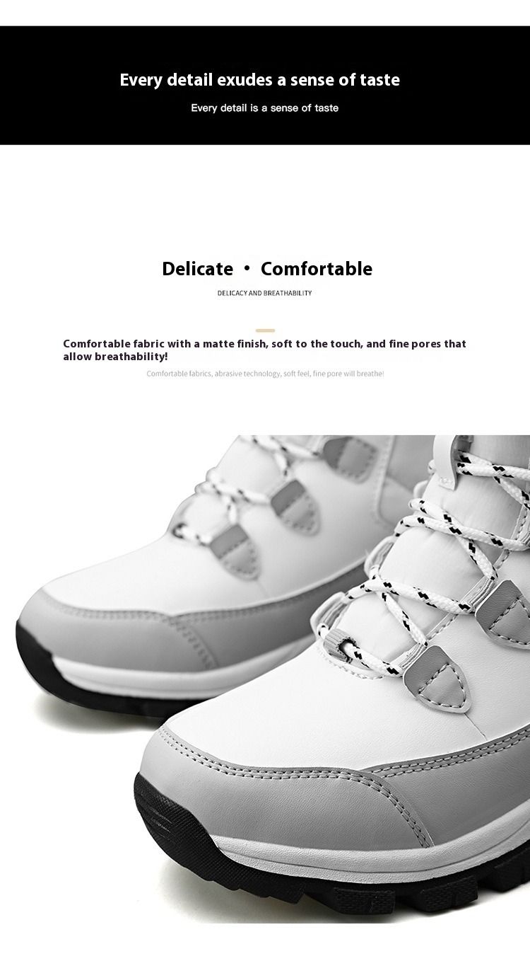 Women's Plush Snow Boots - White Winter Thermal Ankle Boots Non-Slip_voghion.com