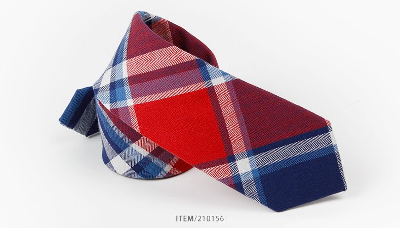 Corbata a cuadros de algodón unisex Corbata informal de moda para hombre estrecha de 6 cm_voghion.com