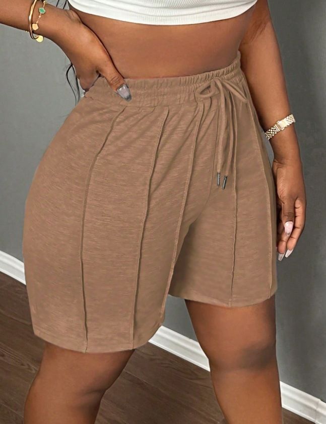 Vêtements pour femmes, loisirs d'été, sports, shorts à plis cure-dents sur le devant, pantalons de cyclisme, pantalons de sport, shorts gris clair_voghion.com