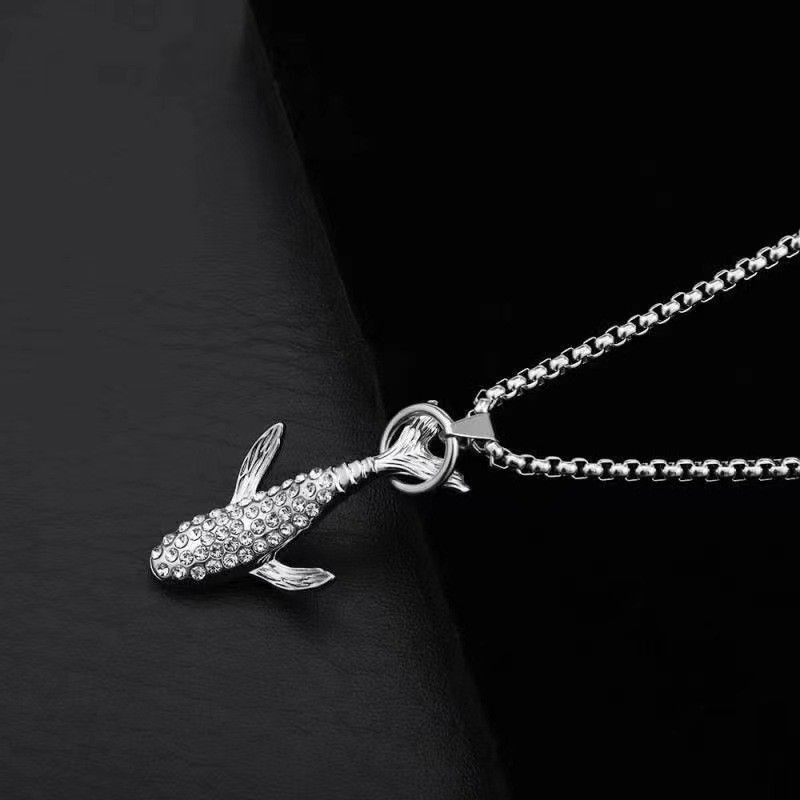 Collana con balena intarsiata Dia da donna, ciondolo hip-hop semplice e alla moda, accessori con cappuccio personalizzati e versatili_voghion.com