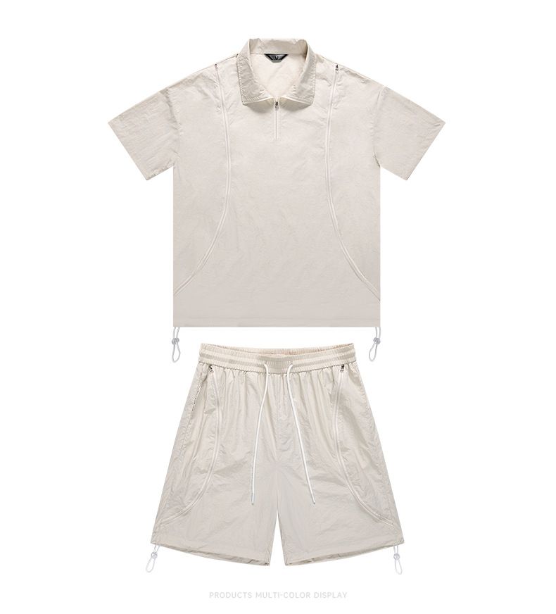 Costume de sport décontracté de style américain pour hommes, ensemble ample d'été pour couple, vêtements de travail tendance de marque, manches courtes, short deux pièces_voghion.com