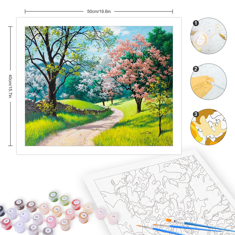 RUOPOTY olieverfschilderij op nummer unframe decoratieve schilderijen pad in het bos landschap woondecoratie kunstwerk uniek cadeau_voghion.com