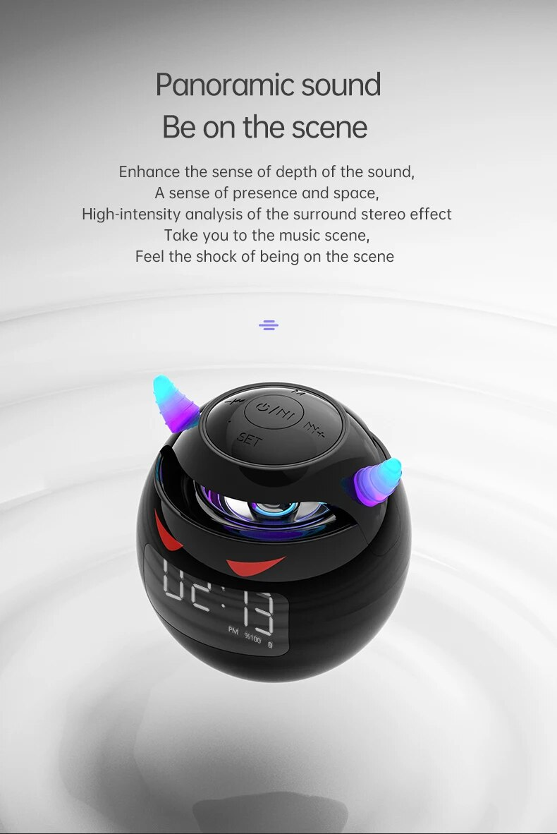 Bluetooth Speaker Audio With LED Digital Alarm Clock Music Player Wireless Ball Shape Clock Speaker Mini Speaker Alarm Clock_voghion.com