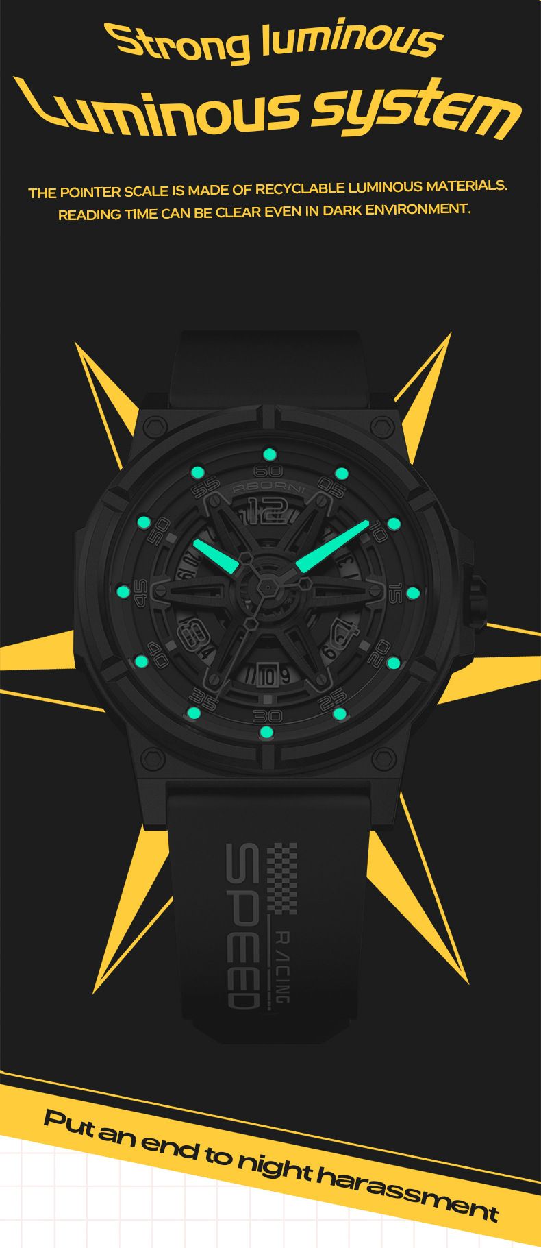Men's Fashionable Skeleton Mechanical Style Sports Watch With Silicone Strap, Date Display, And 30M Water Resistance Waterproof Quartz Watch_voghion.com