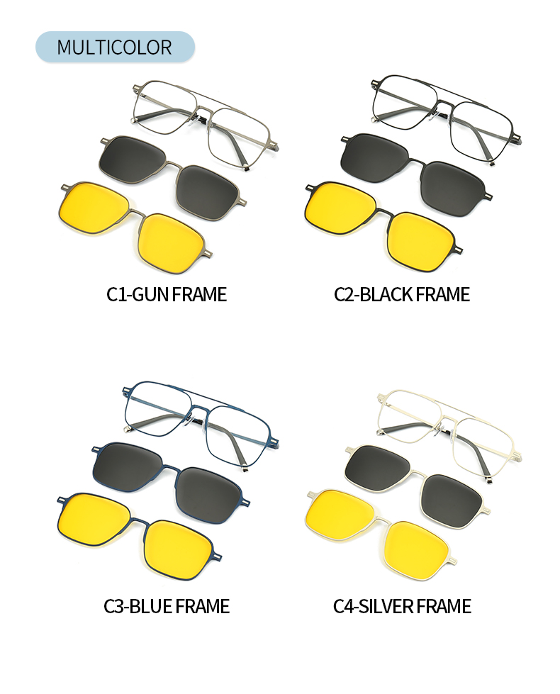 LIOUMO New Design 3 In 1 Magnetic Clip On Glasses High Quality Polarized Sunglasses Men Women Anti-Glare Eyewear gafas_voghion.com