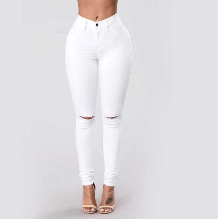 women's slim high stretch ripped jeans pencil pants_voghion.com