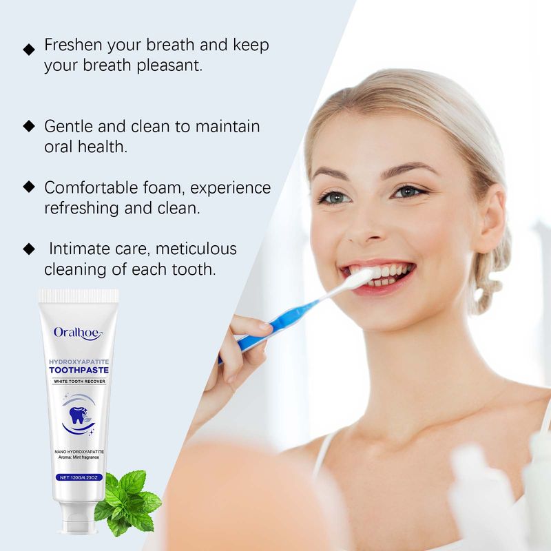 Dentifricio alla menta per la pulizia dei denti, la cura dell'igiene, la cura orale fresca e lucida e denti belli_voghion.com