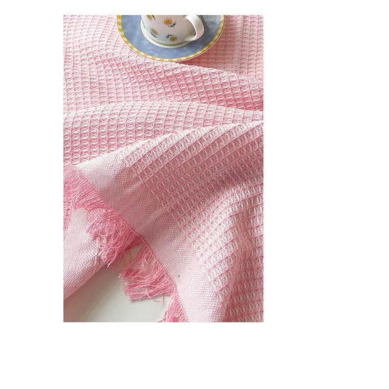 Tovaglia quadrata in misto cotone e lino spesso color tè al latte per tavolo da pranzo_voghion.com