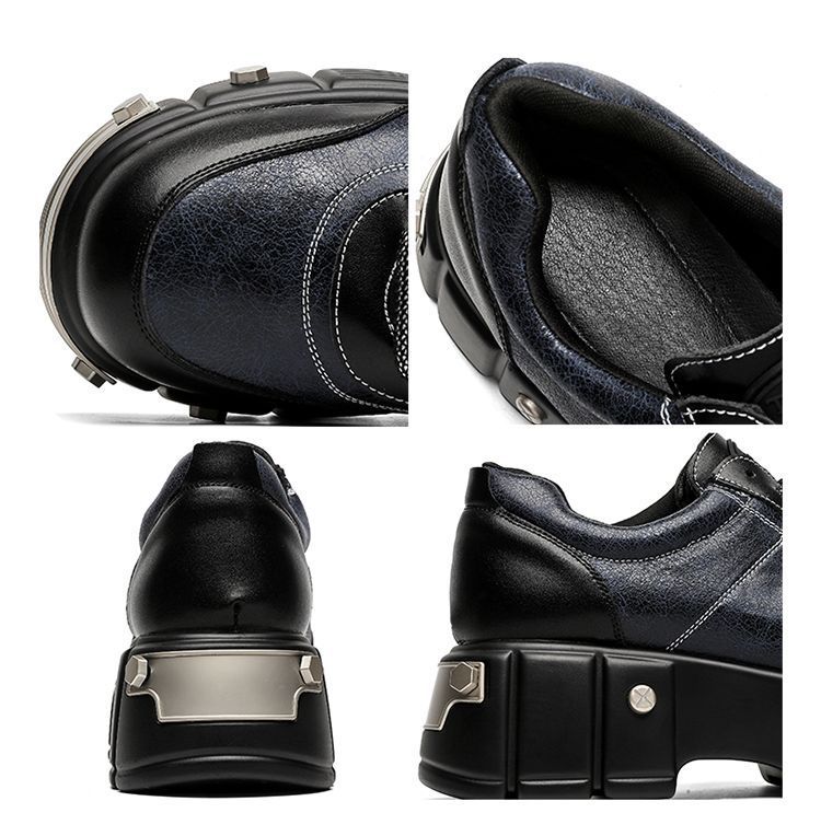 Paris 7 cm dicke Sohle, Erhöhung des großen Kopfes, Derby-Schuhe, dicke Sohle, runder Kopf, kleine Lederschuhe, Metall, Retro-Muffin-Papa-Schuhe_voghion.com