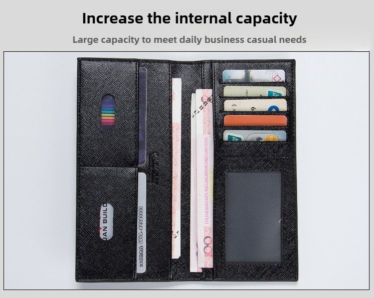 BAELLERRY Men's Long Wallet, Stylish Ultra-Thin Bifold Wallet Features 8 Card Slots And An ID Window Ideal For Business Attire And Everyday Use_voghion.com