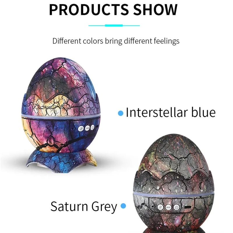 Proyector de galaxia con cáscara de huevo de dinosaurio, luz nocturna de cielo estrellado, altavoces Bluetooth, lámpara LED de nebulosa, decoración bonita para sala de juegos_voghion.com