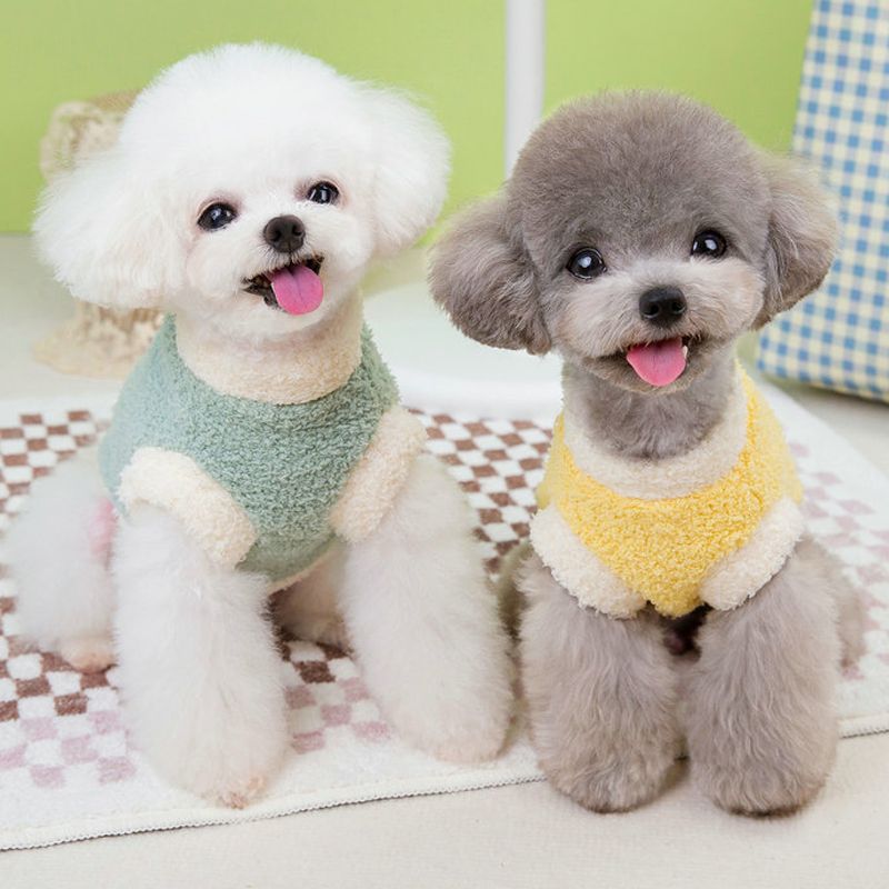 Roupas quentes de inverno com argola em D, casaco de pelúcia para cães pequenos e médios, roupas macias para filhotes, suprimentos para animais de estimação da loja PawParty_voghion.com