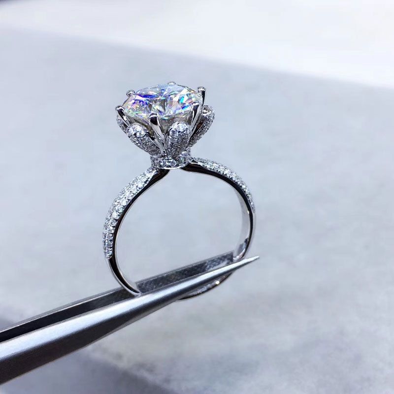 American Mosan Diamond Platinum Pure Silver Luxury Set Anello a sei griffe Imperatore del ghiaccio e della neve da donna_voghion.com