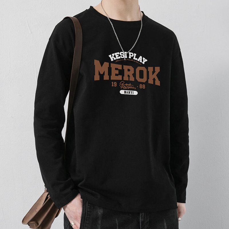 Baleno Pure Cotton Thin Printed Long Sleeve T-S For Men 2025 Spring Loose Fit Plus Size Versatile Solid Color_voghion.com
