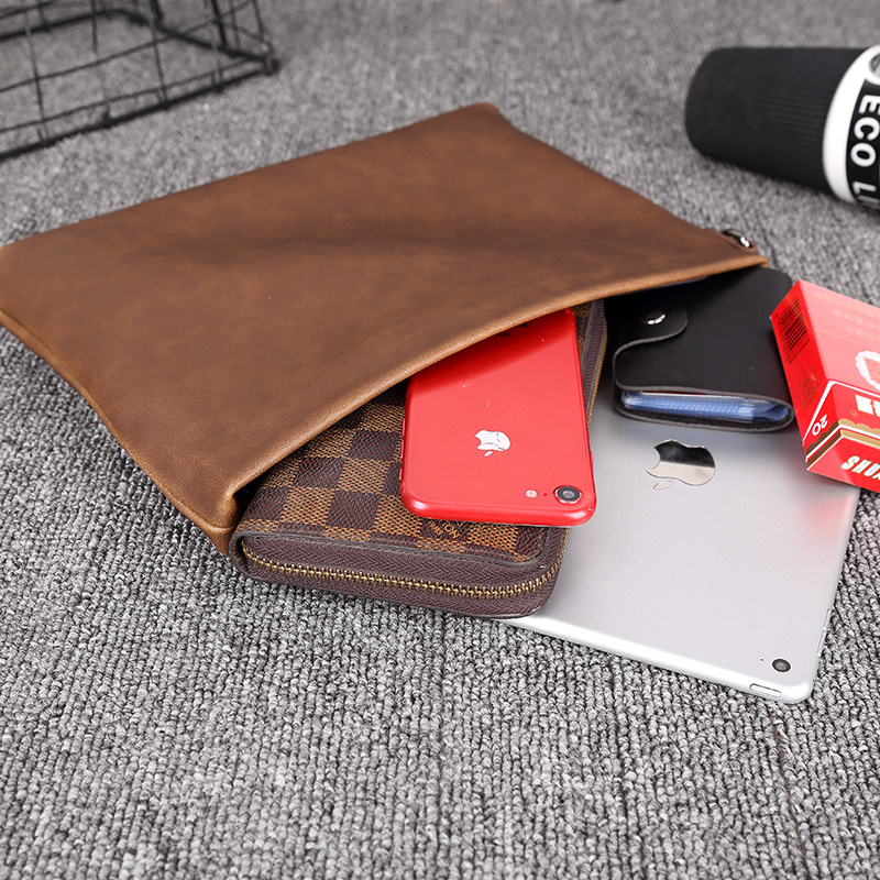 Retro Minimalist Clutch Bag, Casual Business Fashion Clutch Envelope Bag, IPAD File Bag_voghion.com
