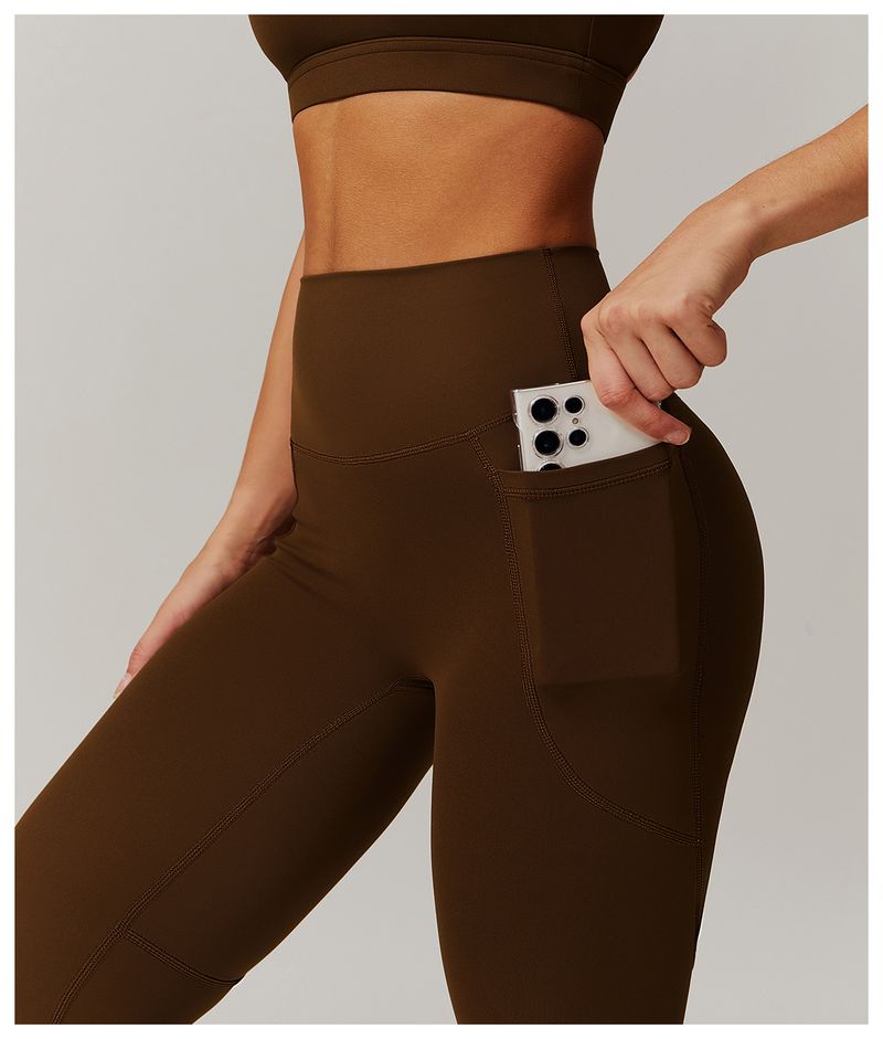 Pantalon de yoga taille haute respirant effet nuage pour femme, avec poches extérieures_voghion.com