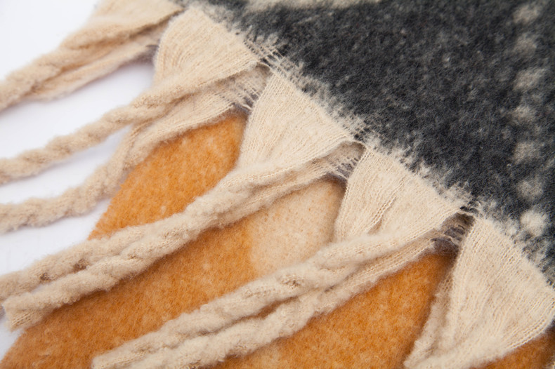 Dicker Mohairschal für Damen, Unisex, mit groben Quasten_voghion.com