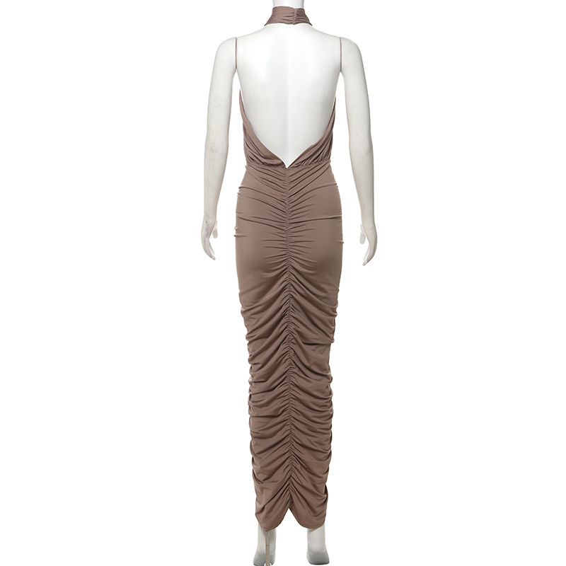 Vestito da ragazza sexy piccante, senza maniche, con scollo a V e ombelico esposto, stile Wind 2024, autunno, nuovo e alla moda._voghion.com
