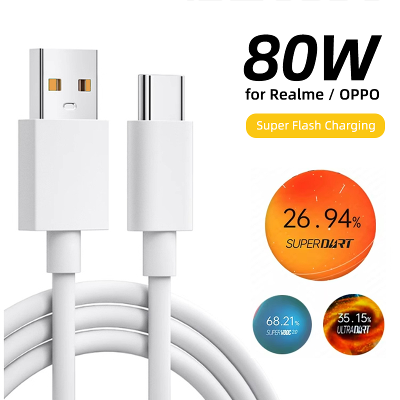 4 USB Type C Cable Phone Cables 65w 80w Fast Charge Super Dart Vooc For Realme 12 13 14 Pro 9i Neo GT V60 OPPO_voghion.com