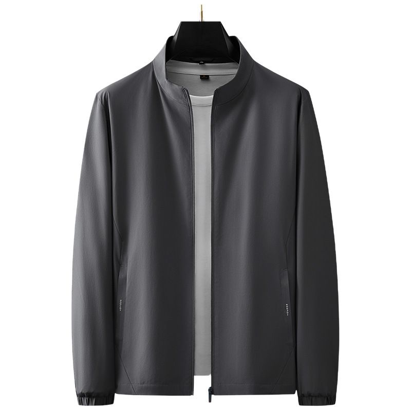 Giacca con collo alto di mezza età per uomo in primavera, autunno e inverno, giacca a vento con fodera in rete di grandi dimensioni, abbigliamento da papà,_voghion.com