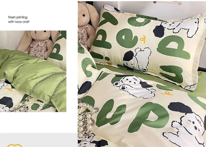 Vier Bettlaken, Aloe Vera Baumwolle, weich und bequem für Studenten- und Personalwohnheime, hautfreundlicher Bettbezug, drei_voghion.com