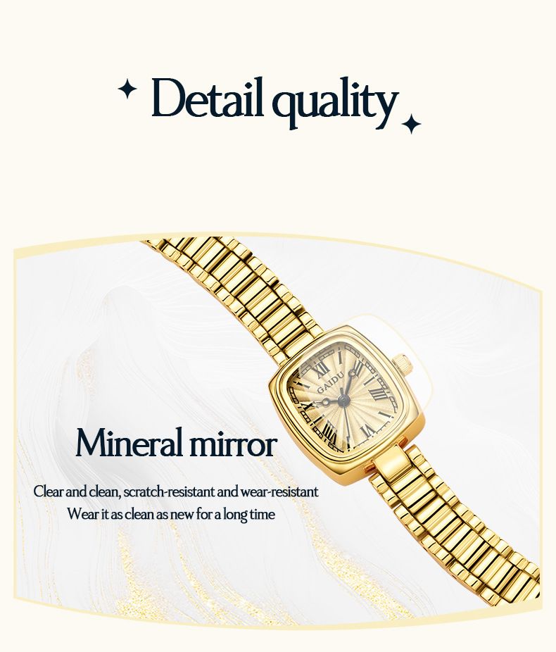 Elegant Square Women's Watch With Gold Tone Stainless Steel Band, Waterproof Quartz Movement, Minimalist Fashion Timepiece Quartz Watch_voghion.com