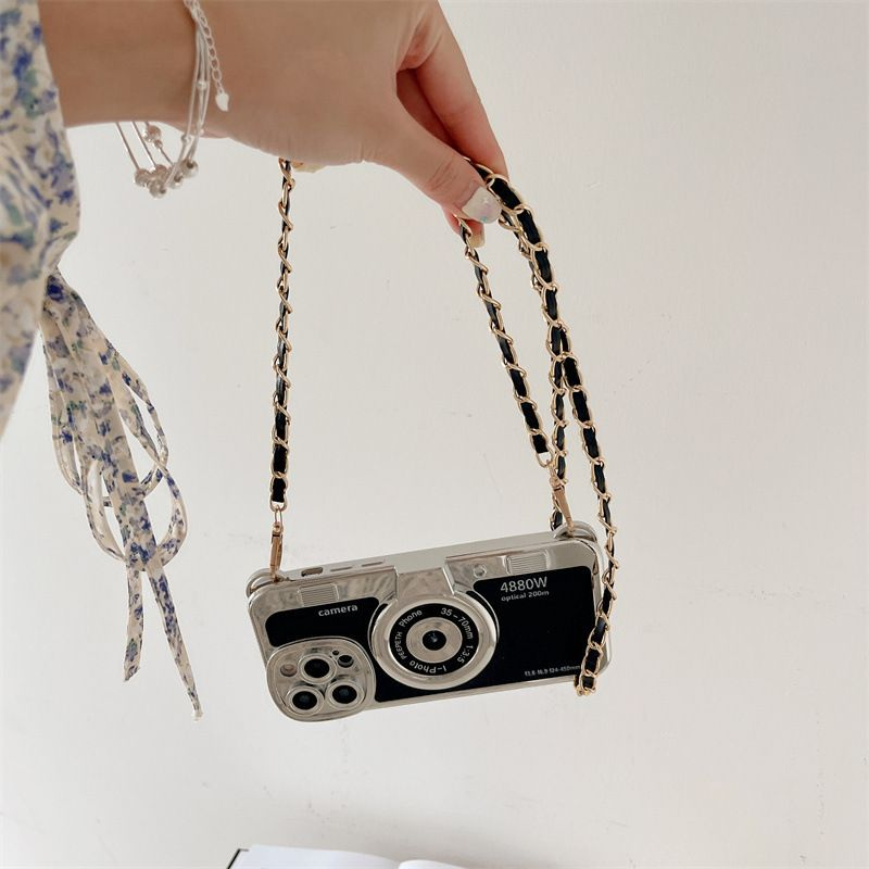 Mobiele camera geschikt voor Apple 15 Promax mobiele telefoonhoes 13 siliconen 12 lanyard 11 crossbody ketting anti-val zacht_voghion.com