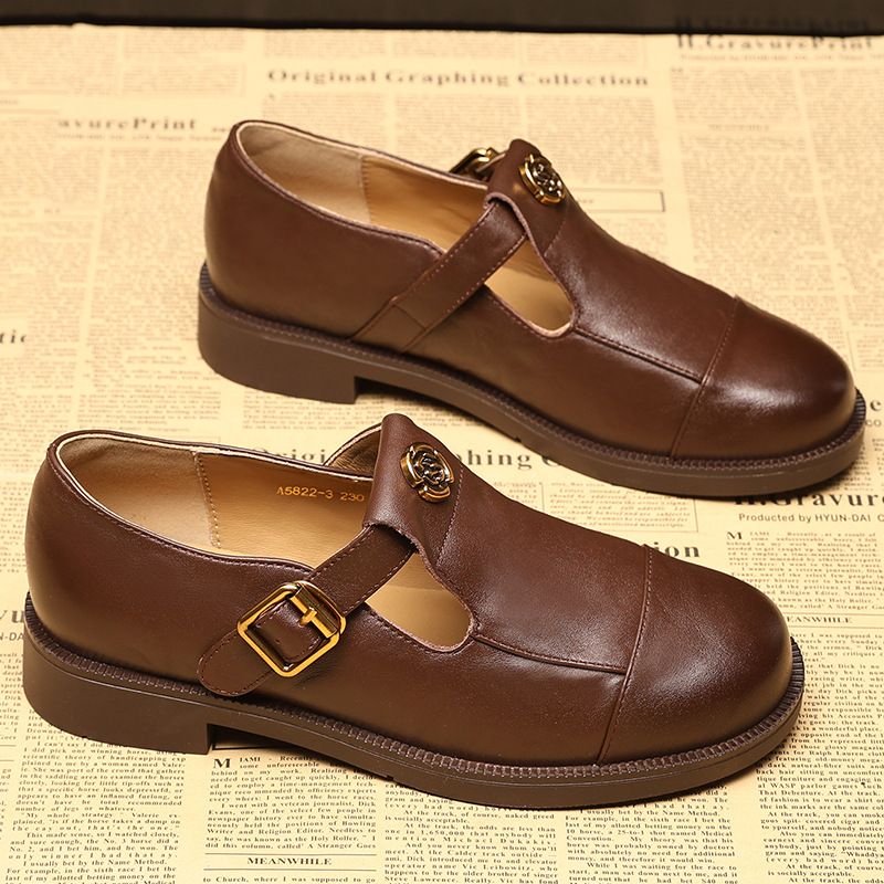 Mocassini morbidi Camellia per donna 2025, nuove scarpe in pelle versatili con punta piatta e tonda, in stile britannico_voghion.com