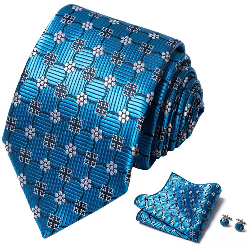 Corbata de seda de poliéster de alta calidad unisex para hombre, corbata formal de color sólido, bolsillo, toalla, gemelos, juego de jacquard_voghion.com