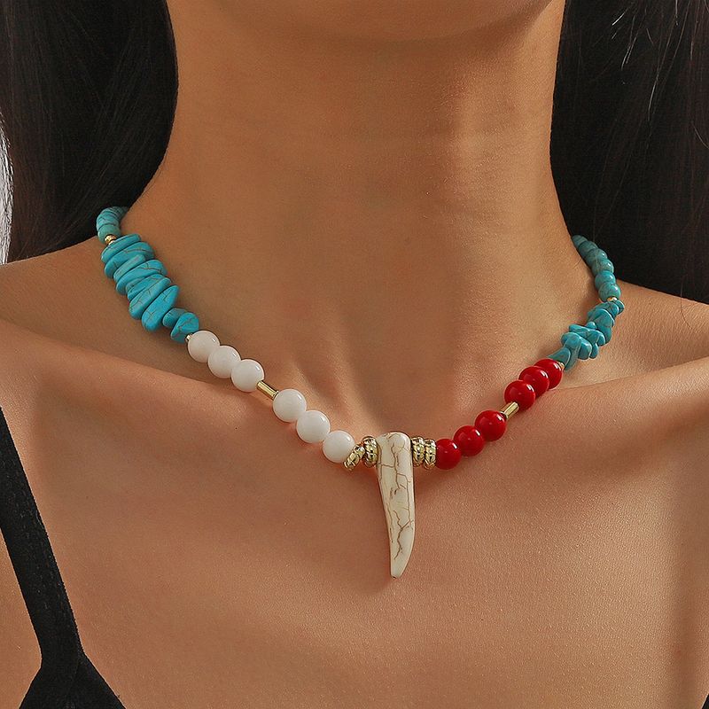 Bohemian Ethnic Wind Turquoise Necklace Female_voghion.com