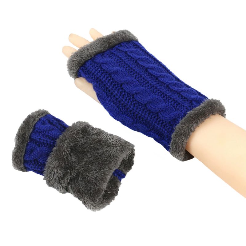 Unisex Fleecehandschuhe Gestrickte fingerlose Handschuhe mit Achterdrehung Kurze warme Manschette mit Fleecehandschuhen_voghion.com
