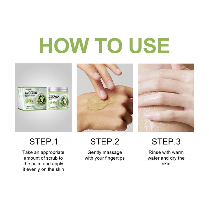 OCEAURA Avocado Body Exfoliating Scrub, Clear Skin Exfoliating Dead Skin Smooth And Brightening Skin Scrub_voghion.com