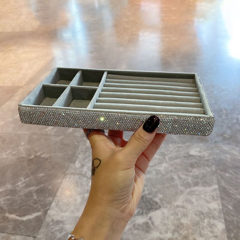 Elegant Japanese-Style Metal Jewelry Organizer Box – 18L Multi-Compartment Sponge Insert Storage Case With Diamond Accents_voghion.com