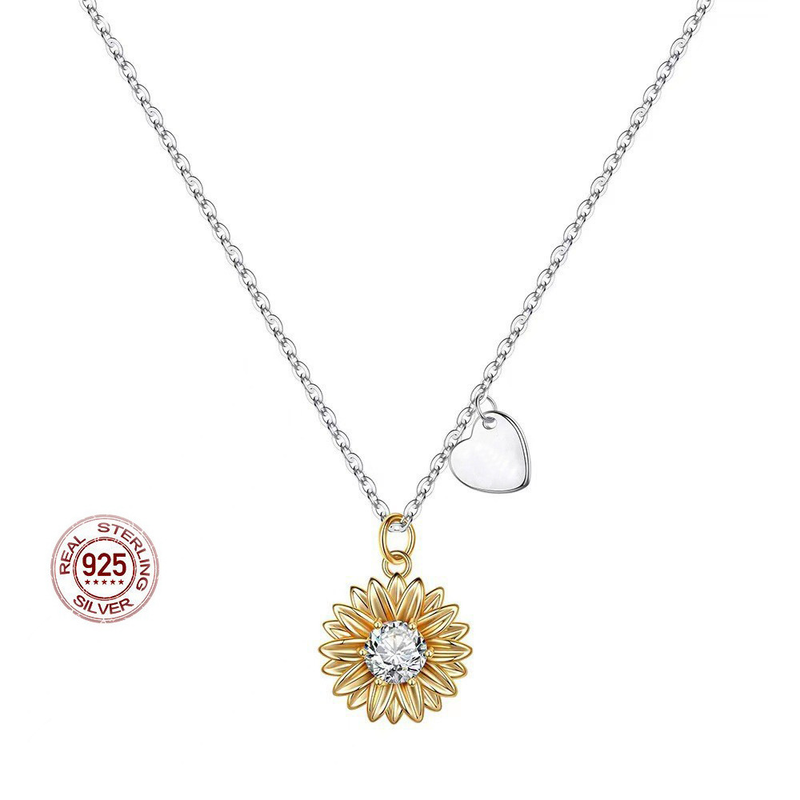 Collier polyvalent de niche en argent sterling S, tempérament féminin, chaîne de clavicule d'été, or coloré, suower et argent_voghion.com