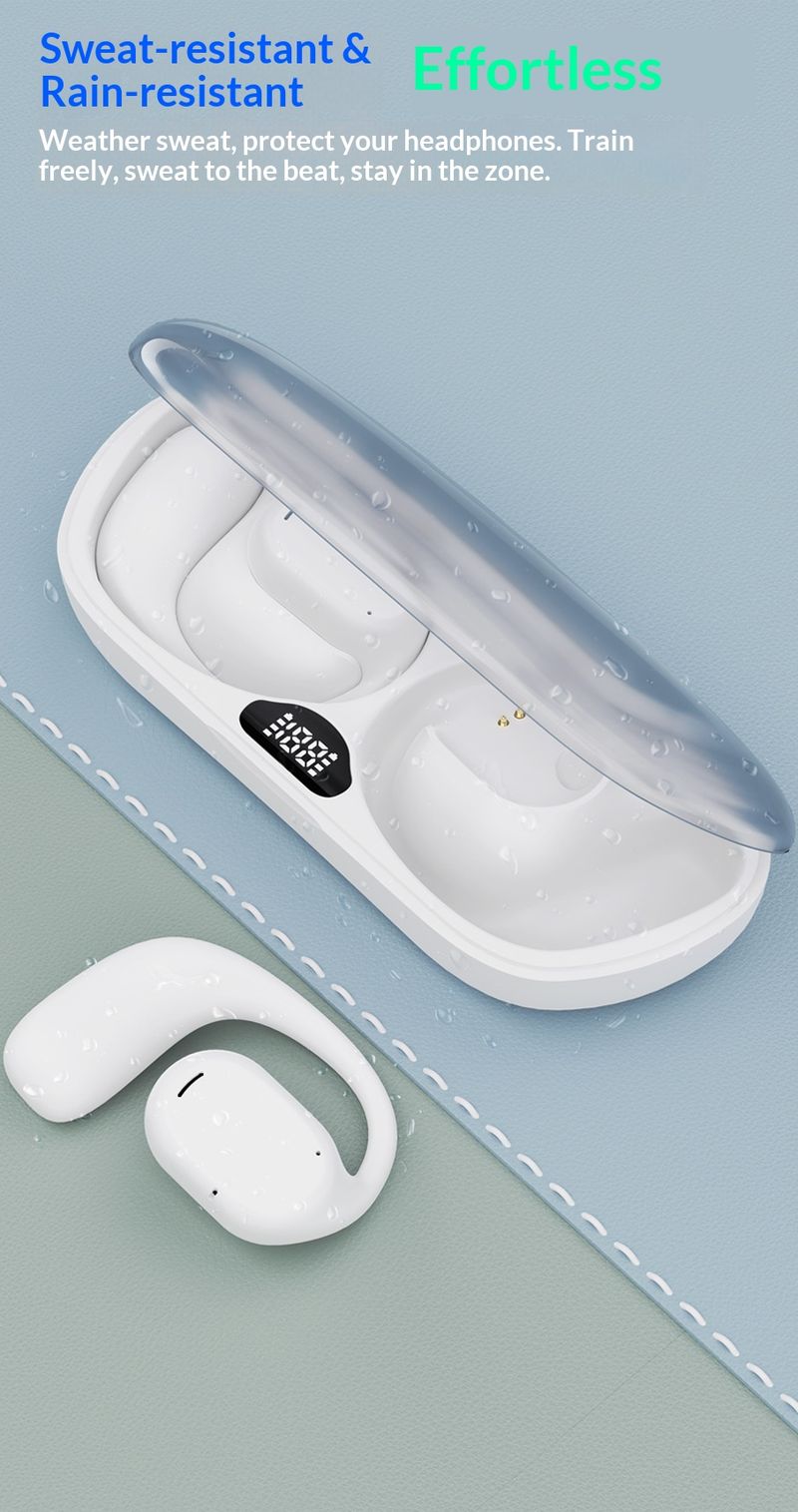 NeoGear Cross-Border New F100 Wireless OWS Bluetooth Sports Ear Hook Bone Conduction Smart Digital Display Long Battery Life_voghion.com