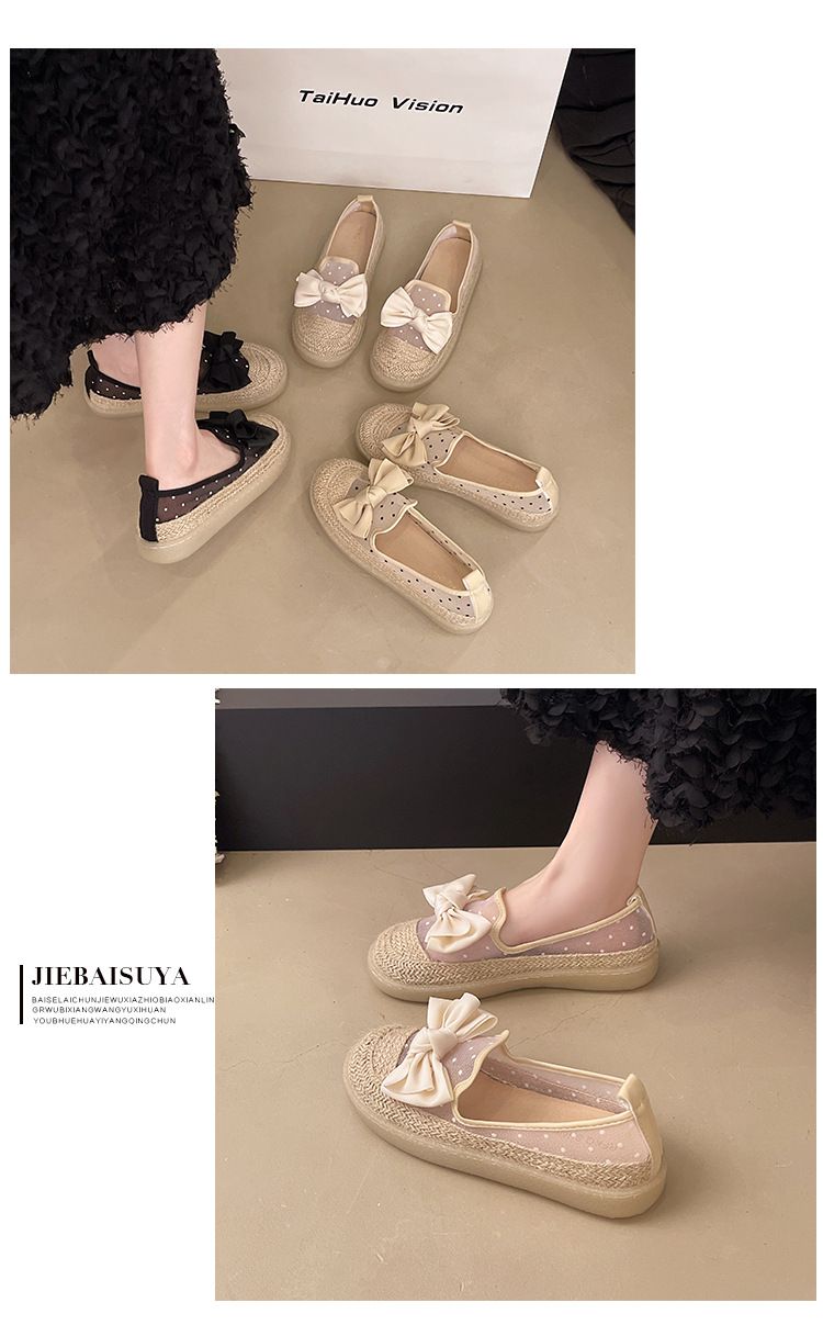 Evening Wind Single Shoes Women's Spring One-pedal Loafer Fisherman Shoes Thick-soled Breathable Mesh Doudou Shoes_voghion.com