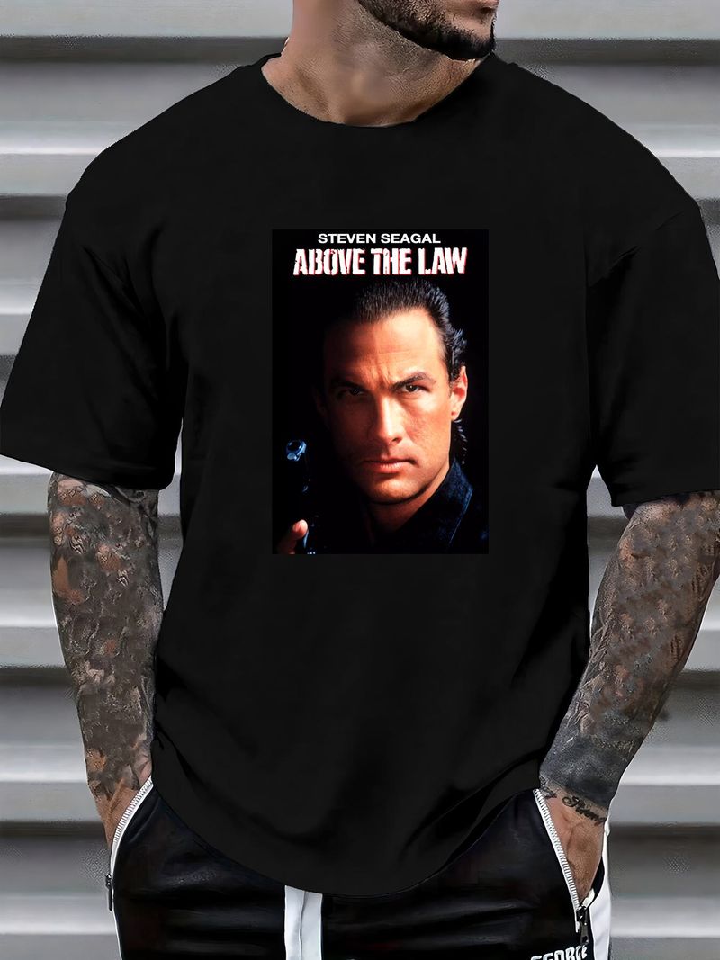 Above The Law Steven Segal Maglietta da film d'azione anni '80, morbida, leggermente firmata, versatile, unisex, elasticizzata, casual, traspirante_voghion.com