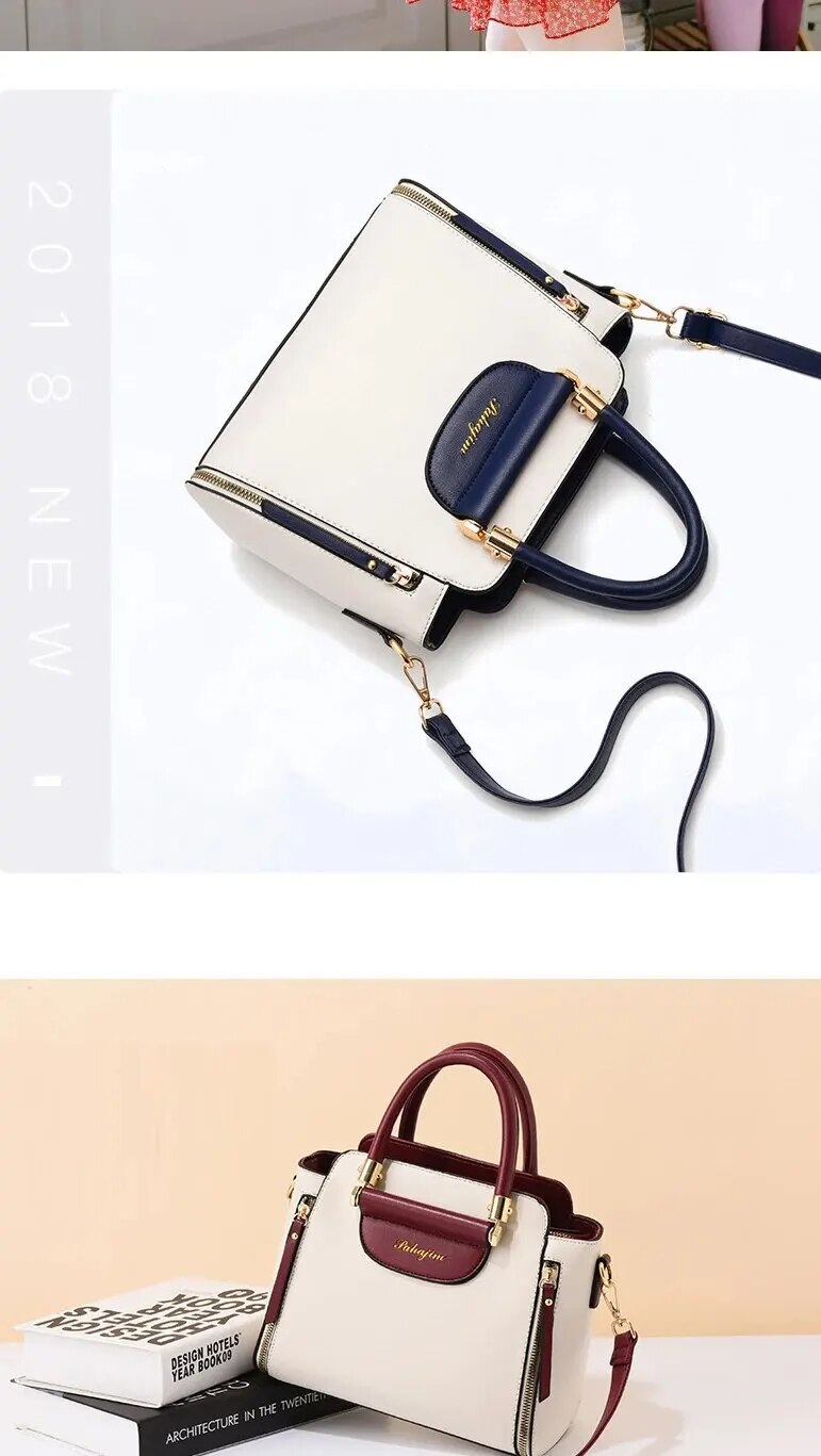Fashion Color Contrast Handbag, ing Striped Crossbody Bag, Women's Elegant Office & Work Purse_voghion.com