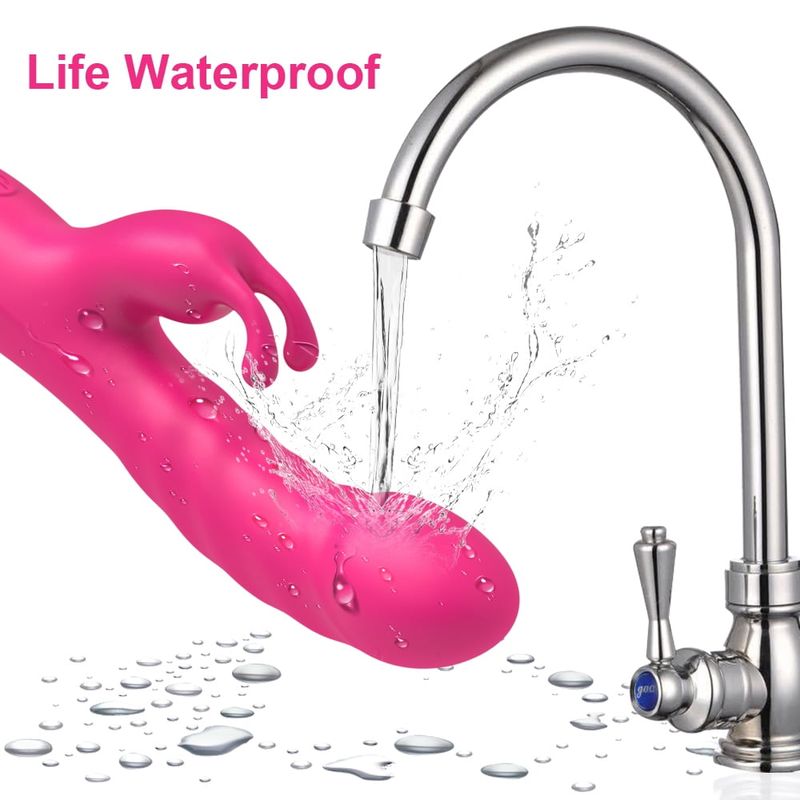 Vibratore dildo Xbonp per donne, 10 modalità di vibrazione, vibratore a coniglio per punto G, giocattoli sessuali per adulti (rosso)_voghion.com