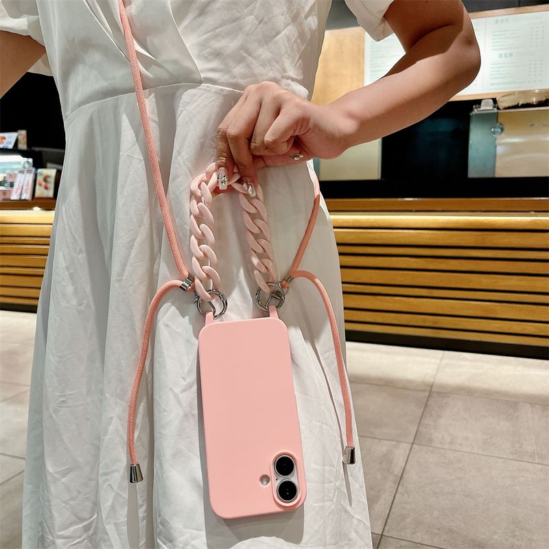 Luxury Lanyard Rope Strap Crossbody Case For IPhone 16 14 12 11 13 15 Pro Mini X XS XR Max Plus Acrylic Chain Silicone Cover_voghion.com