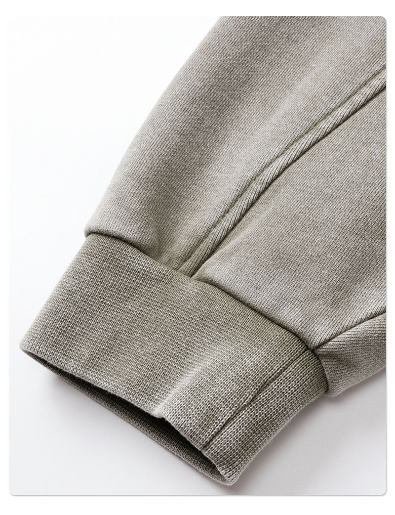 001 2025 Autumn Winter New Vintage Retro Terry Stand Collar Half-Zip Set Loose Trendy Brand Washed Sweatshirt Pants_voghion.com